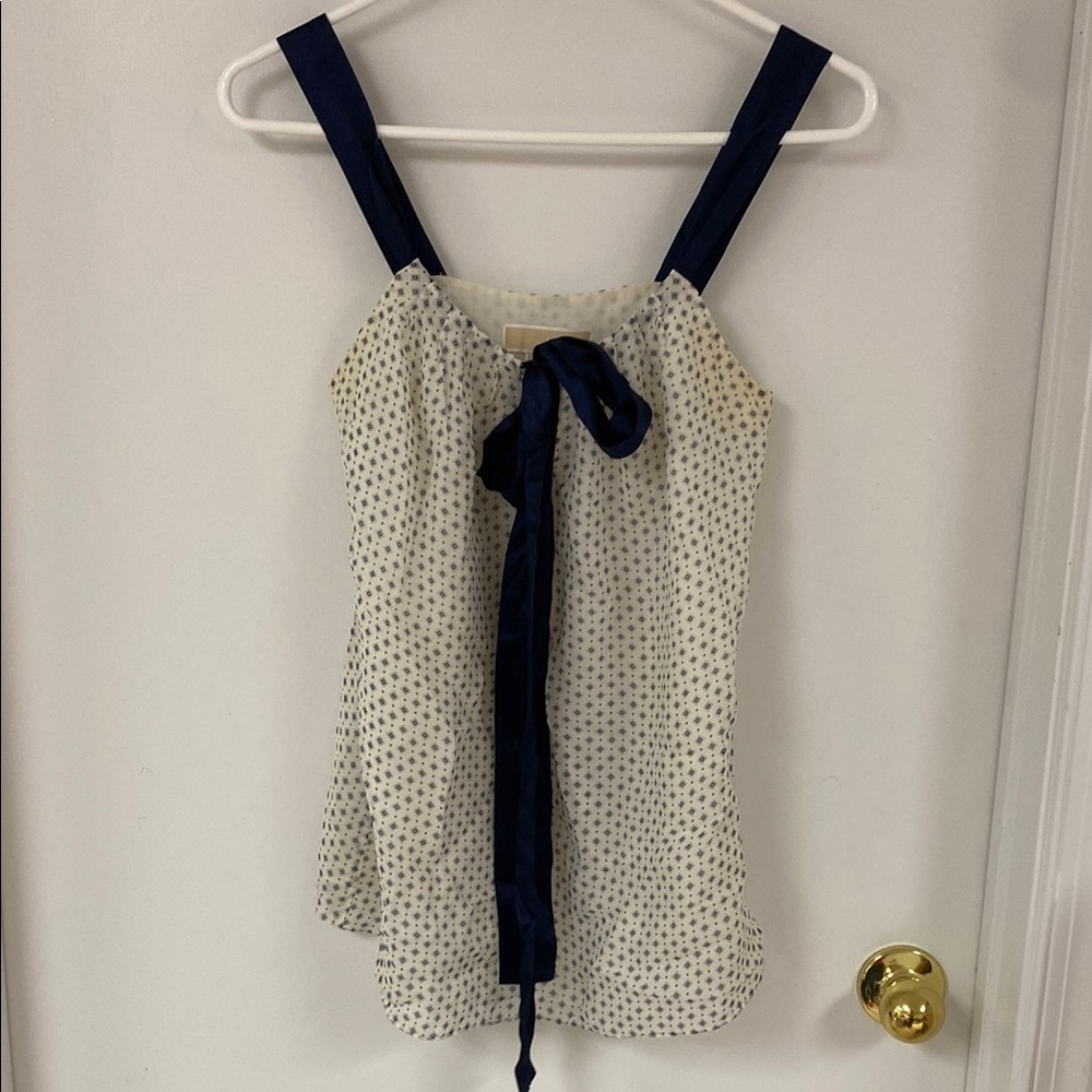 Michael Kors Silk Navy and White Polka Dot Women's Top ❤️